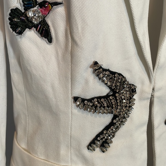 Boston Proper White Embroidered Embellished Blazer size 8 - Picture 4 of 10